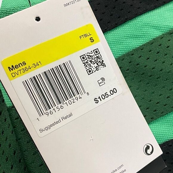 Nike Dri-Fit Mens Green/Black Plain Football Jersey size Small DV7364-341 New - Picture 10 of 10